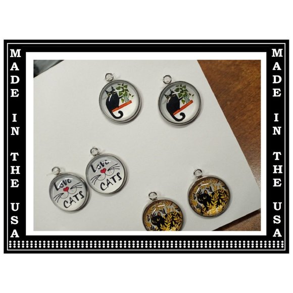 5/$20 Kitty Cat Stainless Steel Interchangeable Charm Earrings-5 Pairs in Set - Picture 4 of 7